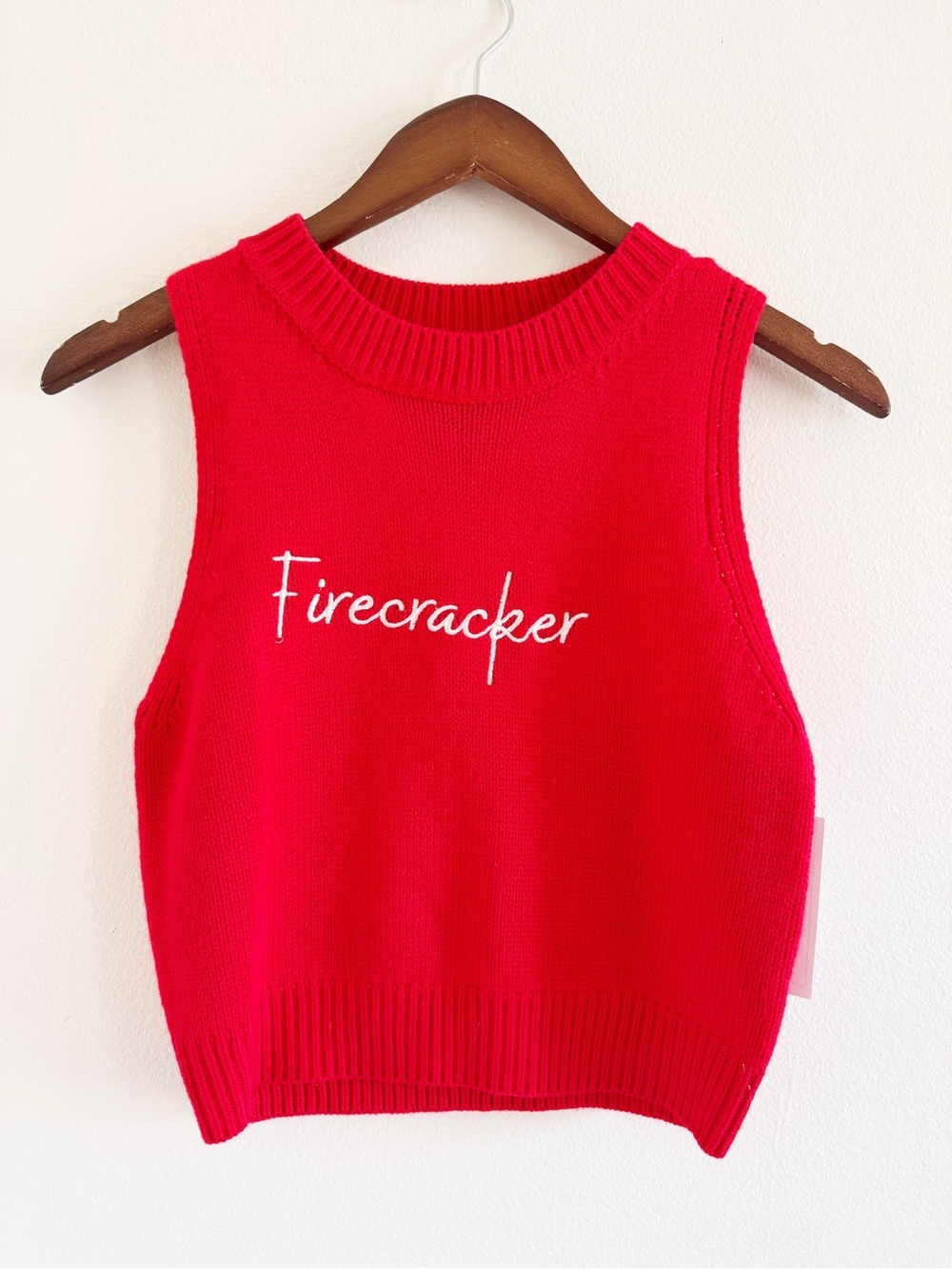 Pink Lily Firecracker Red Knit Sleeveless Sweater small